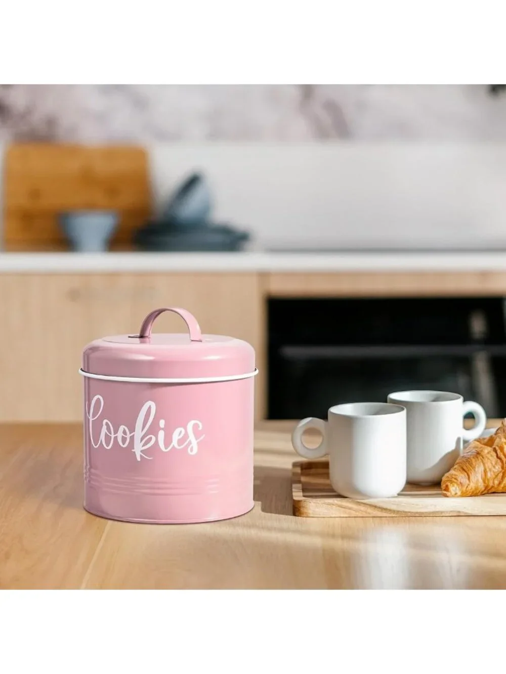 Vintage Pink Cookie Jar - 1 Gallon Airtight Food Storage for Cookies & Candy